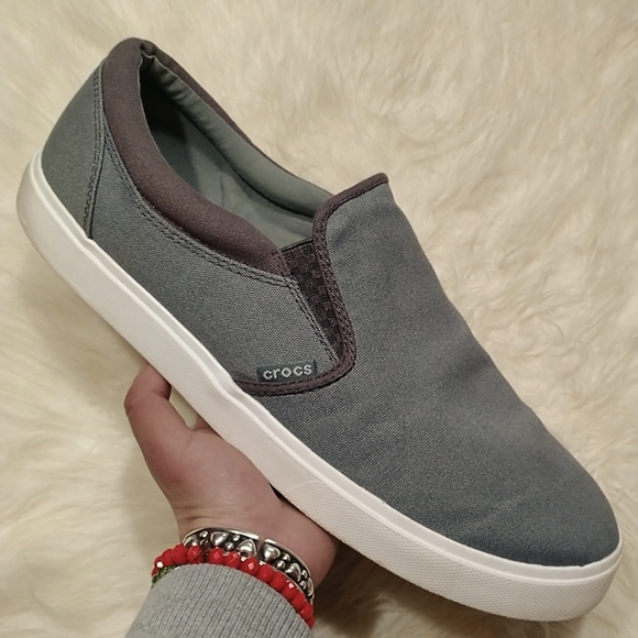 Crocs Shoes | Crocs Citilane Gray Canvas Casual Slip on Sneakers Men's 13 | Color: Gray | Size: 13 | Pm-52320499's Closet